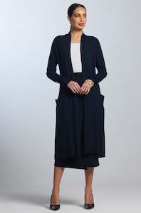 Clothing manufacturing - womens and girls: PAULA RYAN Long Shrug Navy - Micromodal