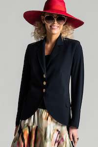 PAULA RYAN Summer Tailored Jacket - Navy - Bonded Microjersey