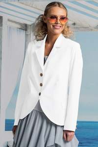 PAULA RYAN Tailored Jacket - White - Bonded Microjersey