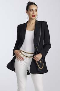 Clothing manufacturing - womens and girls: PAULA RYAN Long Summer Blazer - Black