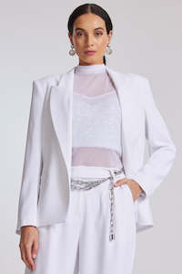 PAULA RYAN Summer Tuxedo Blazer - White