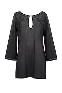 Clothing manufacturing - womens and girls: PAULA RYAN Mesh Kaftan With Hot Fix Detail