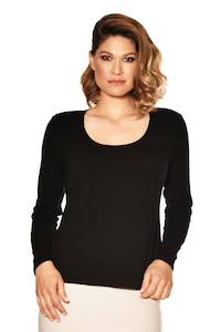 PAULA RYAN ESSENTIALS Easy Fit Long Sleeve Scoop Neck Top - Merino