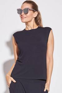 PAULA RYAN ESSENTIALS Easy Fit Cap Sleeve Crew Neck Top - MicroModal