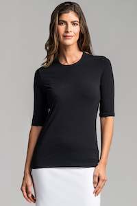 PAULA RYAN ESSENTIALS Easy Fit Half Sleeve Crew Neck Top - MicroModal