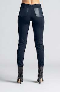 PAULA RYAN Leather Trim Roma Jean - Navy