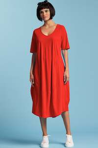 PAULA RYAN Half Sleeve Tulip Dress - Poppy - Microjersey