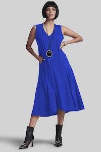 Clothing manufacturing - womens and girls: PAULA RYAN V Neck Sleeveless Tulip Hem Dress - Biro