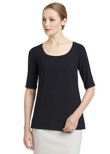 Clothing manufacturing - womens and girls: PAULA RYAN ESSENTIALS Easy Fit Half Sleeve Scoop Neck Top - MicroModal