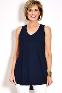 PAULA RYAN Long Layering Singlet Microjersey - Navy