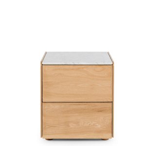 Cube Natural 2 Drawer Bedside - Marble top