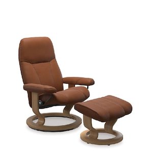 Stressless® Consul Leather Recliner Classic Base (Paloma New Cognac)