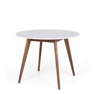 Radius Dining Table - Marble 1m Dia - Walnut