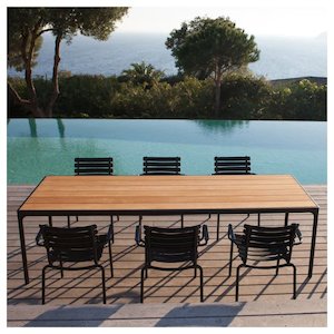 Four Outdoor Dining Table 2100w - Bamboo Top / Black Frame