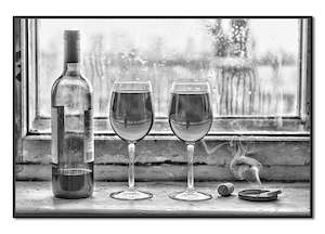 Investment - commercial property: Wine And Glasses Black And White 1200x800 Perpex Wall Art