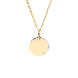 Yellow Gold Disc Pendant with Diamond Detail