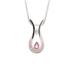 Pear Pink Sapphire and Diamond Pendant