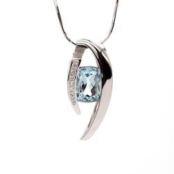 Blue Topaz Wishbone Pendant