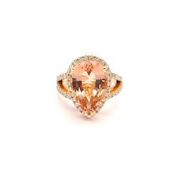 Pear Morganite  Dress Ring