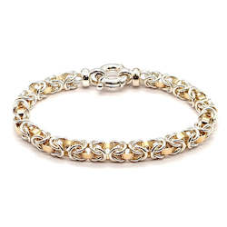 Yellow Gold and Silver Chenier Ring Bracelet