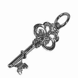 Silver Fancy Key Charm