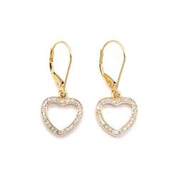 Gold & Diamond Heart Earrings