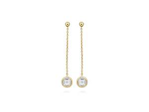 Cubic Zirconia & Chain Drop Earrings