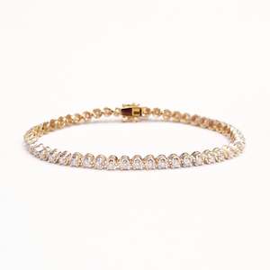 9ct Yellow Gold & Diamond Tennis Bracelet