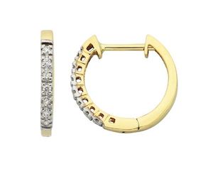 Yellow Gold Diamond Detail Huggie Earrings