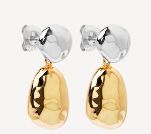 Double Pebblet Two-Tone Earrings