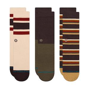 Clothing: STANCE MILL HOUSE 3 PACK CREW - DARK BROWN