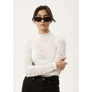 Afends Poet Lace Long Sleeve Top - White