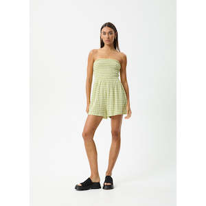 Afends Darcy Hemp Check Playsuit - Lemongrass Check