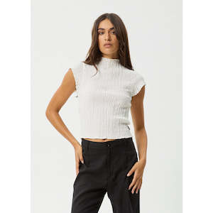 Afends Focus Seersucker Top - White