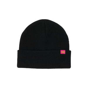 KROOKED EYES CLIP CUFF BEANIE - BLACK/PINK