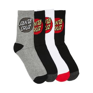 Santa Cruz Youth Classic Dot Socks 4 Pack - Black/white/grey Marle