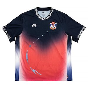 Nike Sb Dri-fit Adv Short Sleeve Skate Jersey - Obsidian/bright Crimson/white