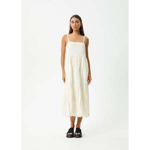 Clothing: AFENDS SPLICE ORGANIC MAXI DRESS - WHITE/LEMONGRASS