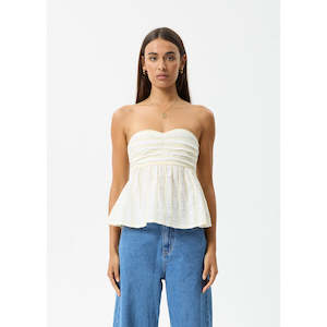 Afends Splice Strapless Top - White/lemongrass