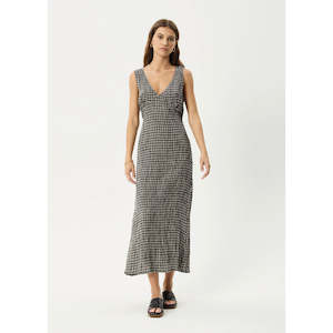 Afends Asta Seersucker Maxi Dress - Steel Check