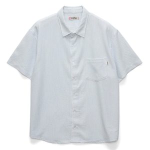 S/DOUBLE SEERSUCKER SUMMER S/S SHIRT - WHITE/BLUE STRIPE