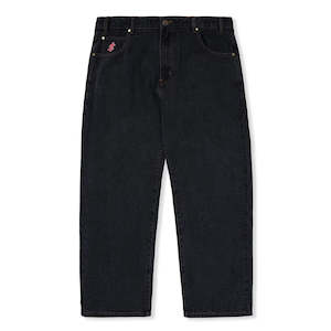 Cash Only Logo Baggy Denim Jeans - Washed Black