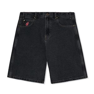 CASH ONLY LOGO DENIM SHORTS - WASHED BLACK