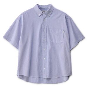 S/double Classic Oxford S/s Shirt - Navy Stripe