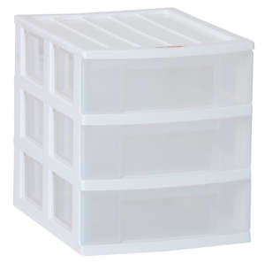 Plastic container, household: Taurus Desktop Unit A4, 3 Drawer,  White