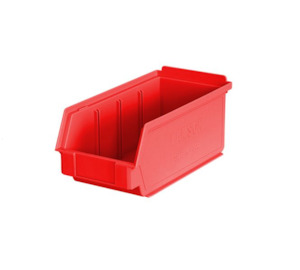 Plastic container, household: Storage Bin, Size 4, Across Divided, Red (300mm deep x 150mm wide x 125mm high)