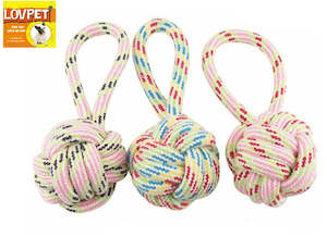 Plastic container, household: Medium Dog Tug Ball Rope Toy W Loop