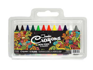 Plastic container, household: Colour Crayons  Jumbo (14x103mm)  x12pk