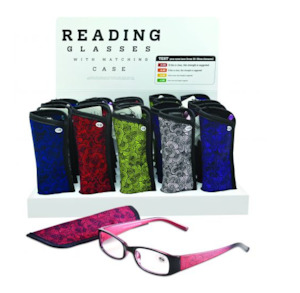 Plastic container, household: Reading Glasses Ladies W/Case - Single