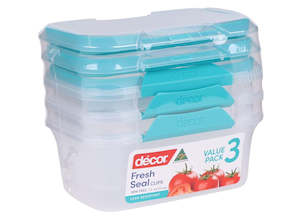 Plastic container, household: Décor® Fresh Seal Clips Oblong 1L – 3 Pack